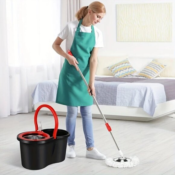 360° Spin Mop And Bucket Set - Effortless Floor Cleaning System With 3 Microfibe - Picture 7 of 12